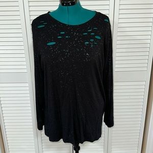 Torrid Love Sick brand Plus-Size 3 Burnout Black & Silver Cutout shirt